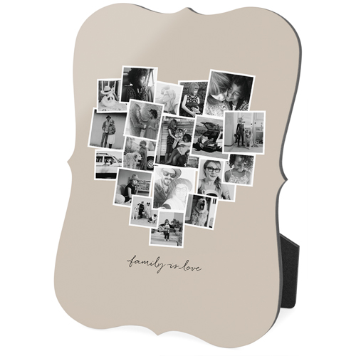 Tilted Heart Collage Desktop Plaque, Bracket, 5x7, Beige