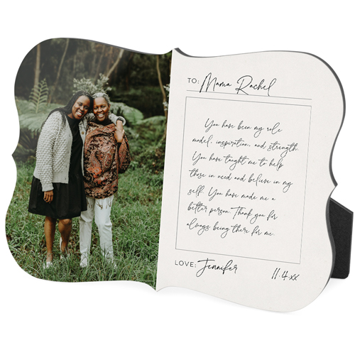 Handwritten Letter Desktop Plaque, Bracket, 5x7, White, white