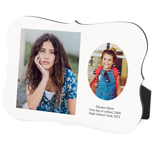 Oval Vignette Desktop Plaque, Bracket, 5x7, White, white