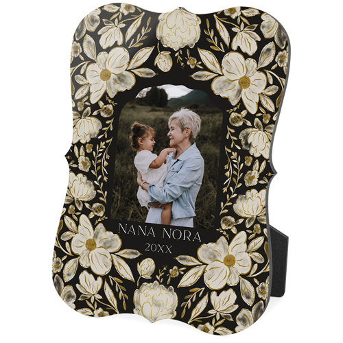 Dark Floral Frame Desktop Plaque, Bracket, 5x7, Black