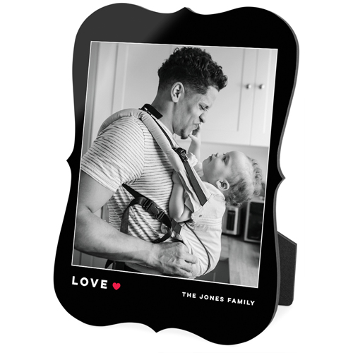 Modern Love Heart Desktop Plaque, Bracket, 5x7, Black