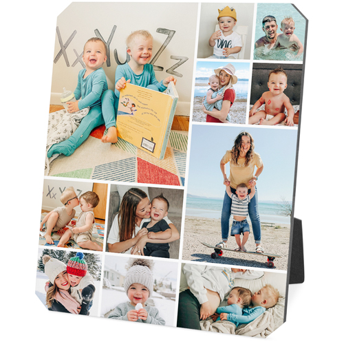 Collage Squares Portrait Desktop Plaque, Ticket, 8x10, Multicolor