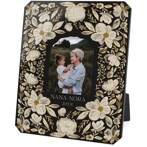 Dark Floral Frame Desktop Plaque, Ticket, 8x10, Black
