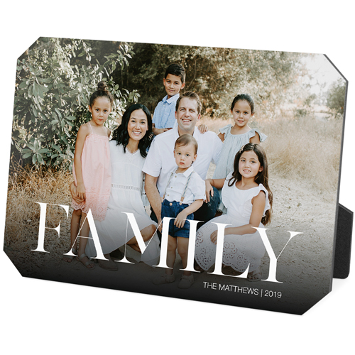 Family Photo Desktop Plaque, Ticket, 5x7, White