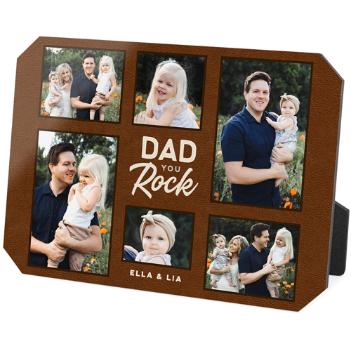 Dad You Rock Desktop Plaque, Ticket, 5x7, Brown