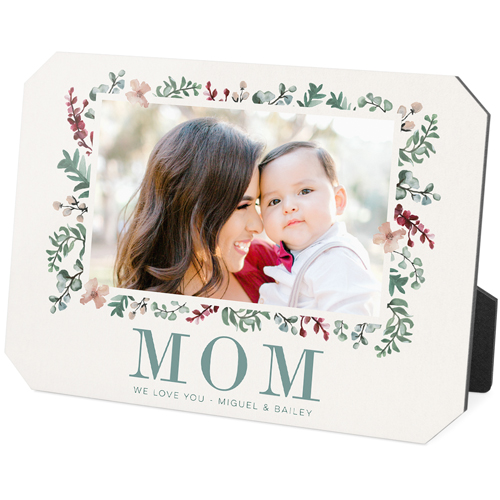 Fresh Floral Frame Desktop Plaque, Ticket, 5x7, Blue