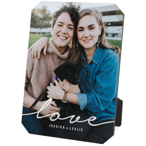 Modern Scripted Love Portrait Desktop Plaque, Ticket, 5x7, White