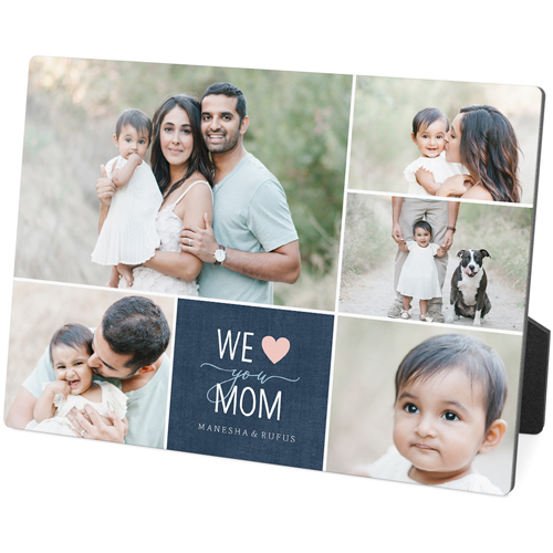 We Love Mom Desktop Plaque, Rectangle Ornament, 5x7, Pink