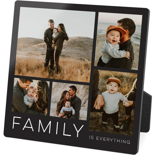 Family Gallery Of Five Desktop Plaque, Rectangle Ornament, 5x5, Multicolor