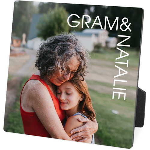 Corner Text Desktop Plaque, Rectangle, 5x5, White, white