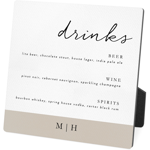 Wedding Menu Sign Desktop Plaque, Rectangle, 5x5, White, white