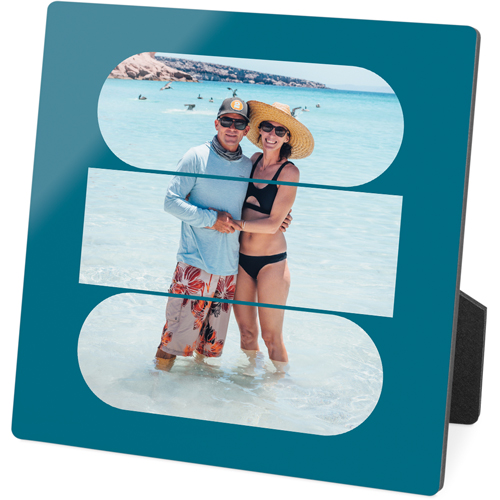 Connected Frames Desktop Plaque, Rectangle, 5x5, Blue, peacock