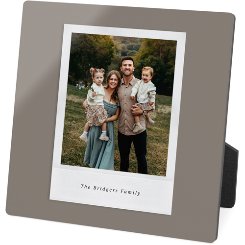 Simple Photo Frame Desktop Plaque, Rectangle, 5x5, Gray