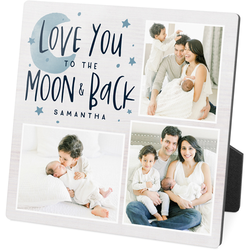 Love You To The Moon And Stars Desktop Plaque, Rectangle Ornament, 5x5, Blue