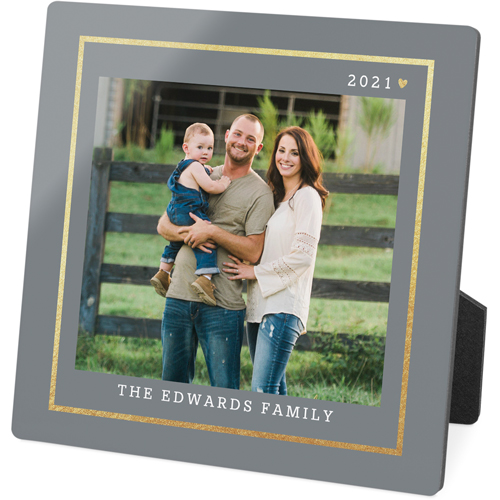 Simply Elegant Frame Desktop Plaque, Rectangle Ornament, 5x5, Gray