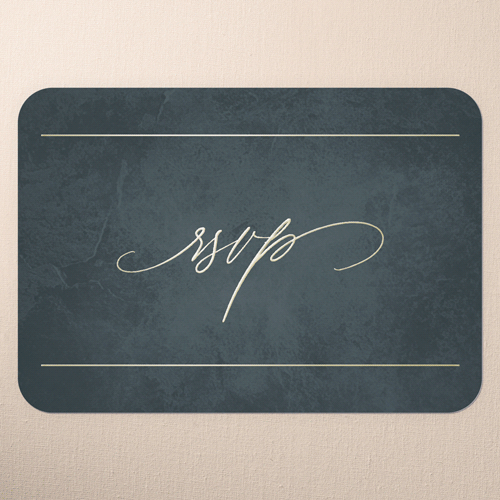 Laurel Embrace Wedding Response Card, Gold Foil, Green, Signature Smooth Cardstock, Rounded
