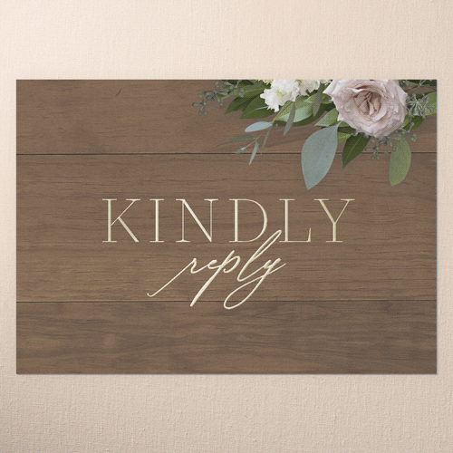 Classic Bouquet Wedding Response Card, Gold Foil, Brown, Personalized Foil Cardstock, Square