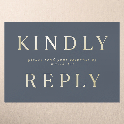 Simple Charm Wedding Response Card, Grey, Gold Foil, Personalized Foil Cardstock, Square, Charcoal