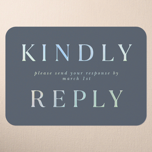 Simple Charm Wedding Response Card, Grey, Iridescent Foil, Pearl Shimmer Cardstock, Rounded