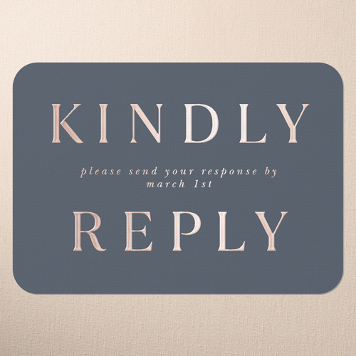 Simple Charm Wedding Response Card, Rose Gold Foil, Grey, Personalized Foil Cardstock, Rounded