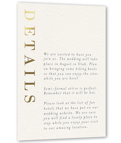 Gleaming Gathering Wedding Enclosure Card, Beige, Gold Foil, Personalized Foil Cardstock, Square