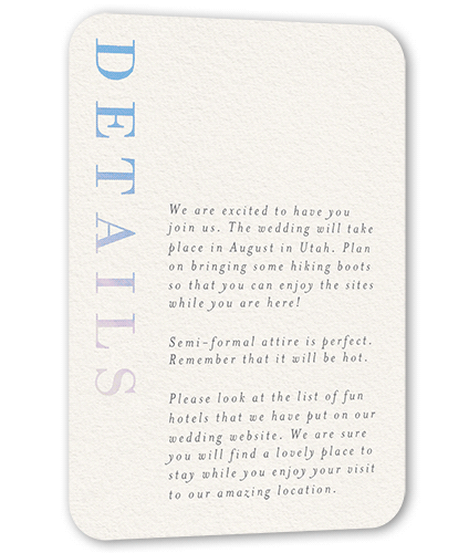 Gleaming Gathering Wedding Enclosure Card, Beige, Iridescent Foil, Personalized Foil Cardstock, Rounded