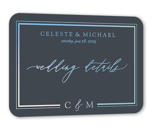 Sensational Shine Wedding Enclosure Card, Iridescent Foil, Gray, Personalized Foil Cardstock, Rounded