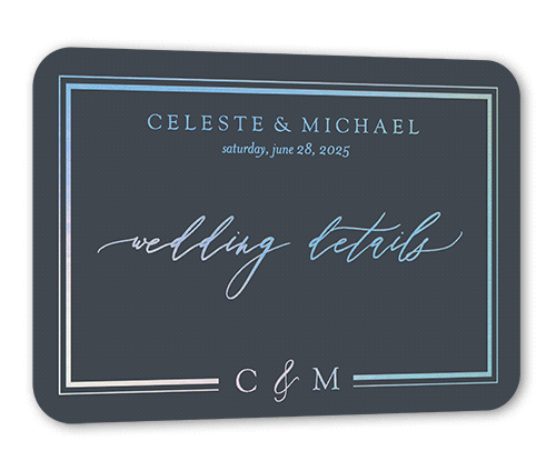 Sensational Shine Wedding Enclosure Card, Iridescent Foil, Gray, Personalized Foil Cardstock, Rounded, Gray
