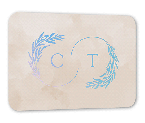 Reflective Rings Wedding Enclosure Card, Iridescent Foil, Beige, Personalized Foil Cardstock, Rounded, Fresco Cream