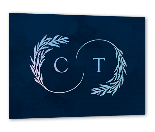 Reflective Rings Wedding Enclosure Card, Iridescent Foil, Blue, Personalized Foil Cardstock, Square, Navy