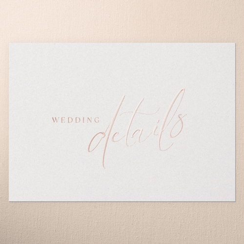 Classic Beauty Wedding Enclosure Card, Beige, Rose Gold Foil, Personalized Foil Cardstock, Square, Antique White