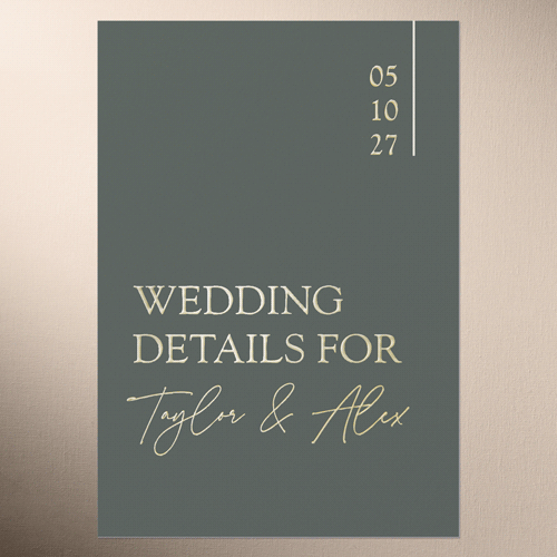 Divine Details Wedding Enclosure Card, Green, Gold Foil, Personalized Foil Cardstock