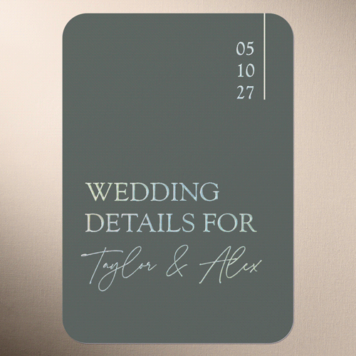 Divine Details Wedding Enclosure Card, Green, Iridescent Foil, Write Your Own, Personalized Foil Cardstock, Quarry