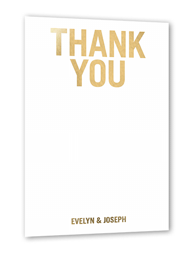 Simple Thankfulness Thank You Card, Yellow, Gold Foil, 5x7, Matte, Personalized Foil Cardstock, Square