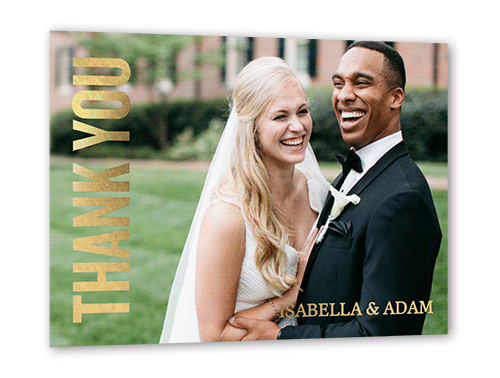 Bold Appreciation Thank You Card, Yellow, Gold Foil, 5x7, Matte, Personalized Foil Cardstock, Square