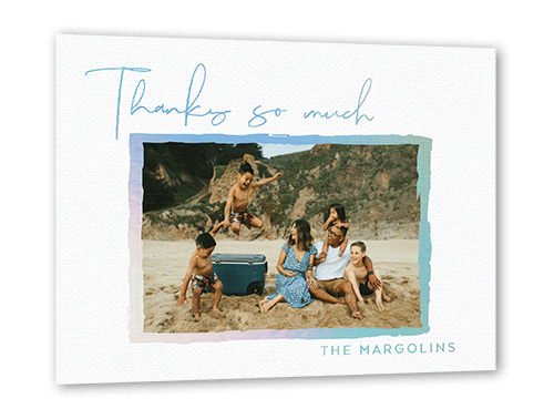 Brushed Frame Thanks Thank You Card, White, Iridescent Foil, 5x7, Matte, Personalized Foil Cardstock, Square