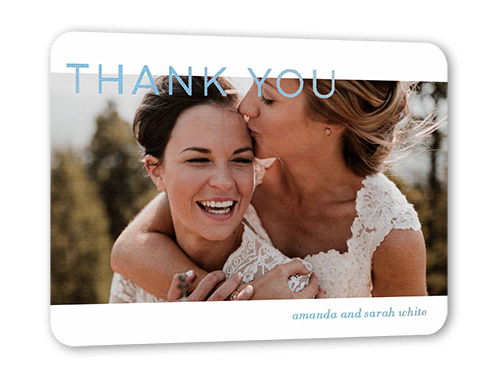 Basic Gratitude Thank You Card, Iridescent Foil, White, 5x7, Matte, Personalized Foil Cardstock, Rounded, White