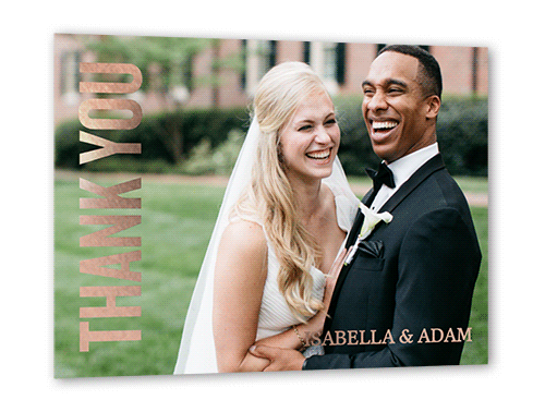 Bold Appreciation Thank You Card, Yellow, Rose Gold Foil, 5x7, Matte, Personalized Foil Cardstock, Square