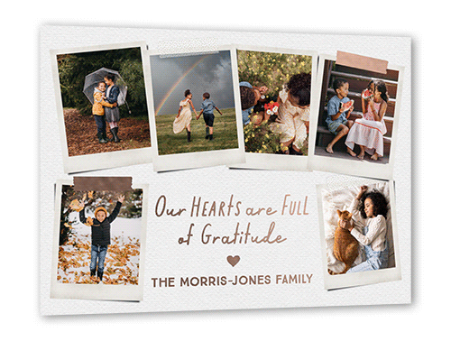 Full Hearts Gallery Thank You Card, White, Rose Gold Foil, 5x7, Matte, Personalized Foil Cardstock, Square, White