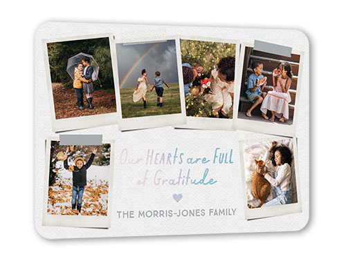 Full Hearts Gallery Thank You Card, Iridescent Foil, White, 5x7, Matte, Personalized Foil Cardstock, Rounded, White