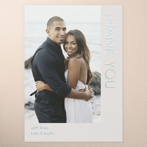 Softly Together Wedding Thank You, Grey, Iridescent Foil, 5x7, Matte, Personalized Foil Cardstock, Square, Whisper Gray