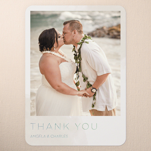 Light Wisps Wedding Thank You, Beige, Iridescent Foil, 5x7, Matte, Personalized Foil Cardstock, Rounded, Adobe Blush