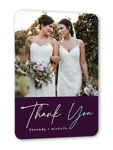 Regal We Do Wedding Thank You, Purple, Iridescent Foil, 5x7, Matte, Personalized Foil Cardstock, Rounded