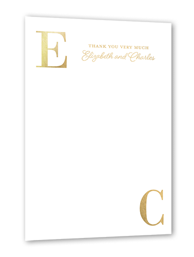 Vibrant Vows Thank You Card, Gold Foil, White, 5x7, Matte, Personalized Foil Cardstock, Square