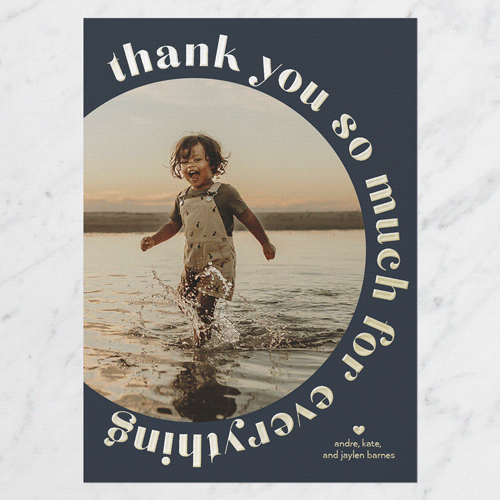 Everything Appreciation Thank You Digital Foil Card, Blue, Gold Foil, 5x7, Matte, Personalized Foil Cardstock, Square