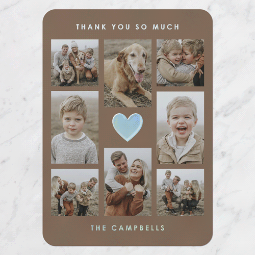 Glorious Heart Thank You Digital Foil Card, Brown, Iridescent Foil, 5x7, Matte, Personalized Foil Cardstock, Rounded