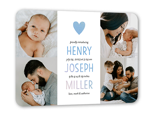 Modern Shimmer Birth Announcement, Iridescent Foil, White, 5x7, Matte, Personalized Foil Cardstock, Rounded, White