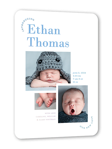 Newborn Bliss Birth Announcement, Iridescent Foil, White, 5x7, Matte, Personalized Foil Cardstock, Rounded, White