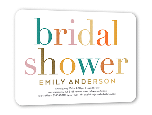 Colorful And Fun Bridal Shower Invitation, Rounded Corners