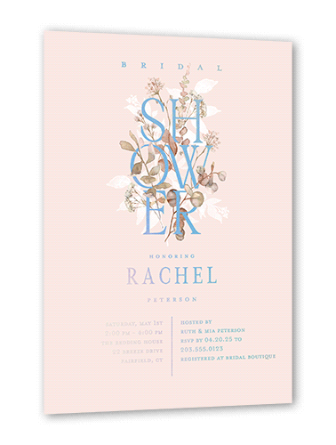 Stacked Shower Bridal Shower Invitation, Pink, Iridescent Foil, 5x7, Matte, Personalized Foil Cardstock, Square, Chenille